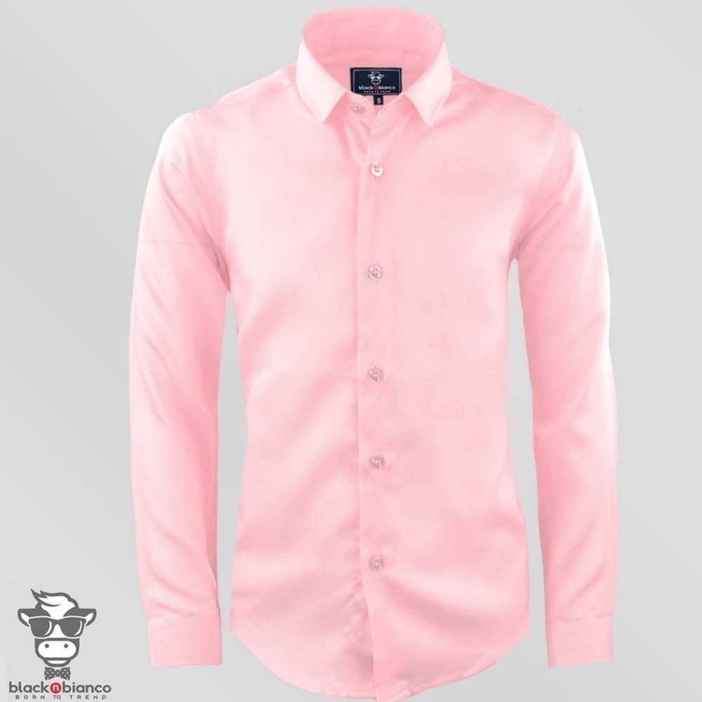 Black N Bianco Signature Boys' Button Down Dress Shirt In Light Pink Size 12 NWT - Picture 2 of 11